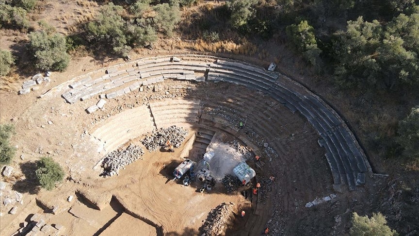 The excavation work at the theatre of Euromos Ancient City is approaching completion