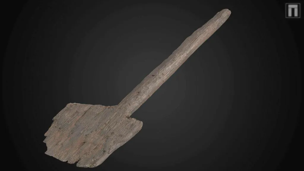 Wessex archaeologists discovered a 3,500-year-old wooden paddle