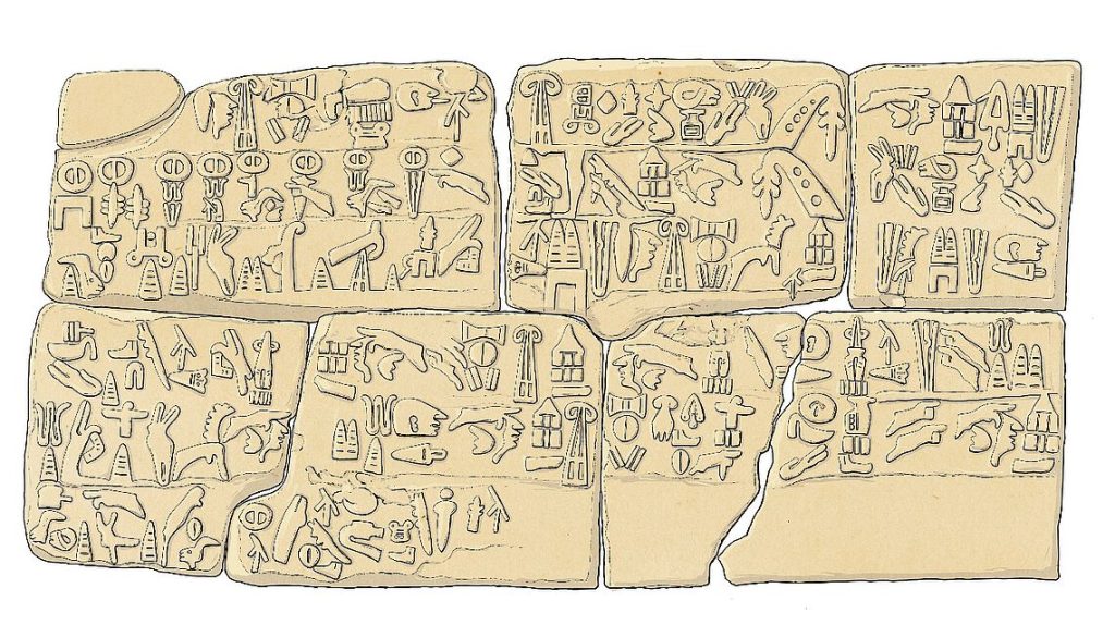 Luwian hieroglyphic inscription (4 meters wide) from the reign of the Great King Suppiluliuma, indicating that the Lukka were stirring up trouble in southwestern Anatolia. Photo: adapted from J. David Hawkins 1995; Luwian Studies.