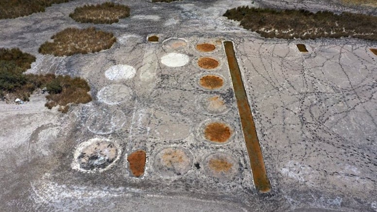 As the waters receded, the 2,000-year-old salt field came to light again