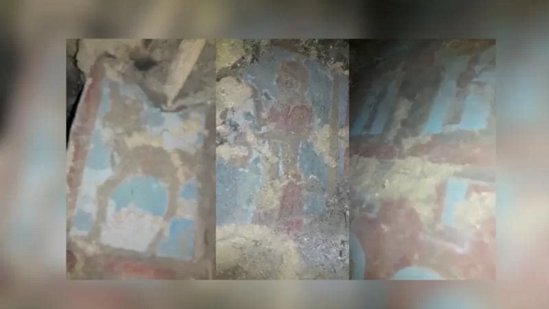 The Urartian wall frescoes uncovered by looters.
