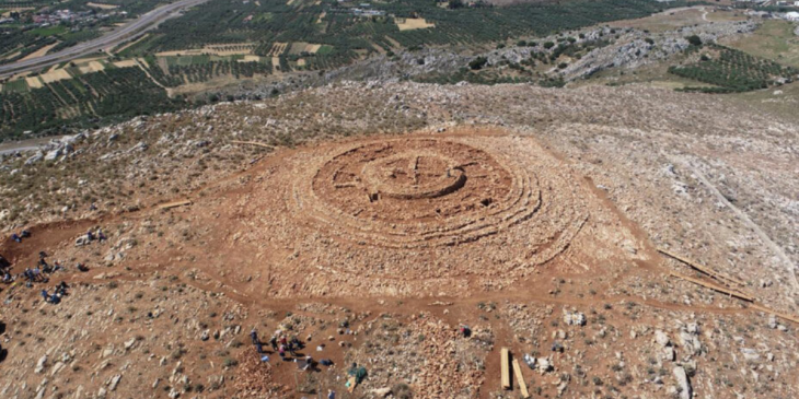 Large circular monument discovered during airport construction in Crete
