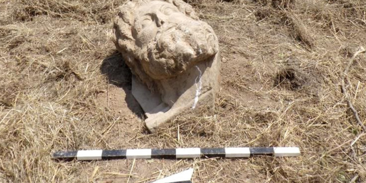 Marble head of the god Zeus.