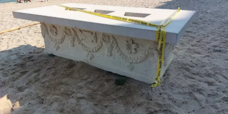 Roman sarcophagus found on a beach near Varna in Bulgaria