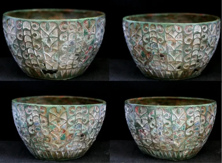 In a 6th-century Anglo-Saxon tomb, an ancient Roman chalice was discovered containing pig fat