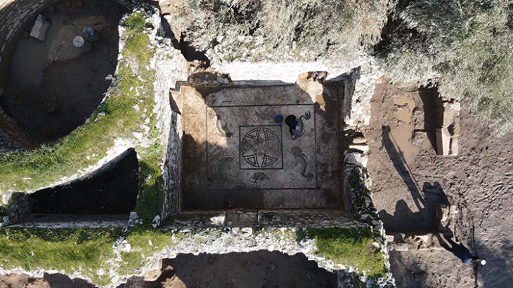 The mosaics that were uncovered on the floor of the Roman bath, which had been used as a barn by the villagers for years